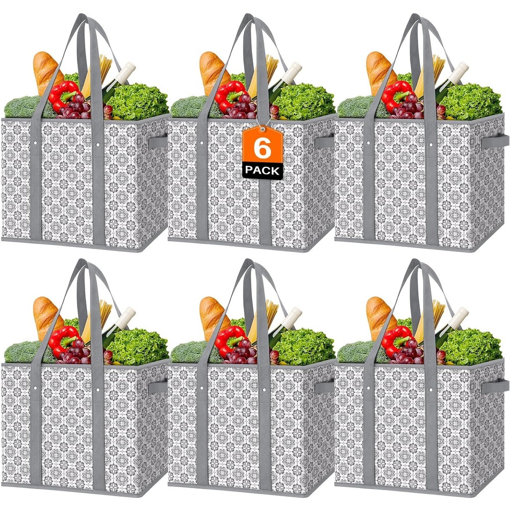 WISELIFE Reusable Grocery Bags 6 Pack,Large Grocery Tote Bag Water Resistant …