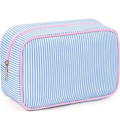 Sanwuta Seersucker Makeup Bag 8.46 x 5.51 x 3.54 inches, Blue