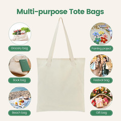 48 Pack Beige Canvas Tote Bags – Reusable DIY Shopping & Gift Bags