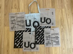 Lot of 7 Urban Outfitters Reusable Shopping Bag Eco Tote gray, black blue