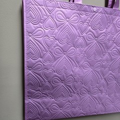 TJ MAXX Beautiful Lilac Quilted Bows Heart Large Reusable Shopping Tote Eco Bag