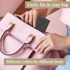 (2-Pack) Mini PU Leather Makeup Bag for Purse – 12×11 cm, Black + Brown