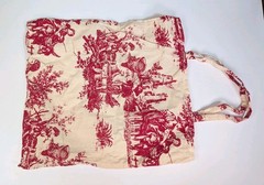 Sachi Red and White Toile Print Packable Tote Market Bag Lightweight Sturdy