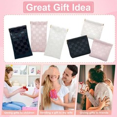 4PCS Small Makeup Bag for Purse, Mini Leather 4.7in x4.3in, White, Pink