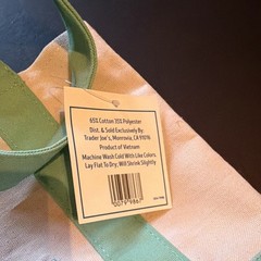 Trader Joe’s Mini Pastel Canvas Tote Bag Foldable Cotton Polyester Beige Green