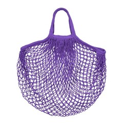 1-Pack Reusable Washable Mesh Net String Grocery Bags [Purple,Short Handle]