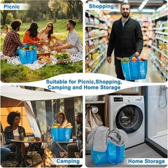 Lightweight and Stylish Set of 3 Blue Shopping Bags – Perfect for Organizing