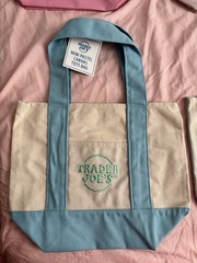 Trader Joe’s Mini Tote Bag Set of 8 Spring Pastel + Striped Mini Canvas Bags NEW