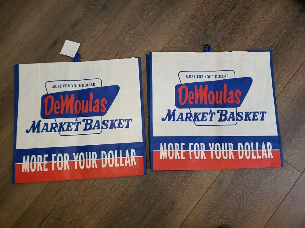2 Demoulas Market Basket Reusable Shopping Bags Large Retro Logo