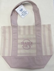 Trader Joe’s Mini Striped Canvas Tote Bag Pink/Beige 13x6x10 NWT I Combine Ship!