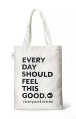 NWT Vineyard Vines Reusable Tote w/ Pouch Everyday Should Feel This Good White
