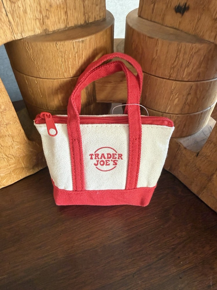 NWT 2025 Trader Joe’s Canvas Micro Tote 2 in 1 Reusable Grocery Bag in Red