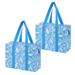 2 Pack Reusable Large Grocery Bags With Zipper Spring Breeze Waterproof