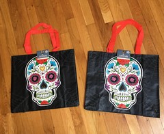 Set of 2: Day of the Dead🌺SUGAR SKULL💀🌸Tote Bags Reusable Shopping Totes~NWT