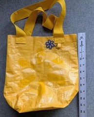 Walmart Delivers Vinyl Yellow Tote Reusable Shopping Bag With Blue Keychain NEW