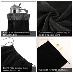 LEIFIDE 2 Pcs Large Size Silver Storage Bags Anti Tarnish 30″ x 24″, Black