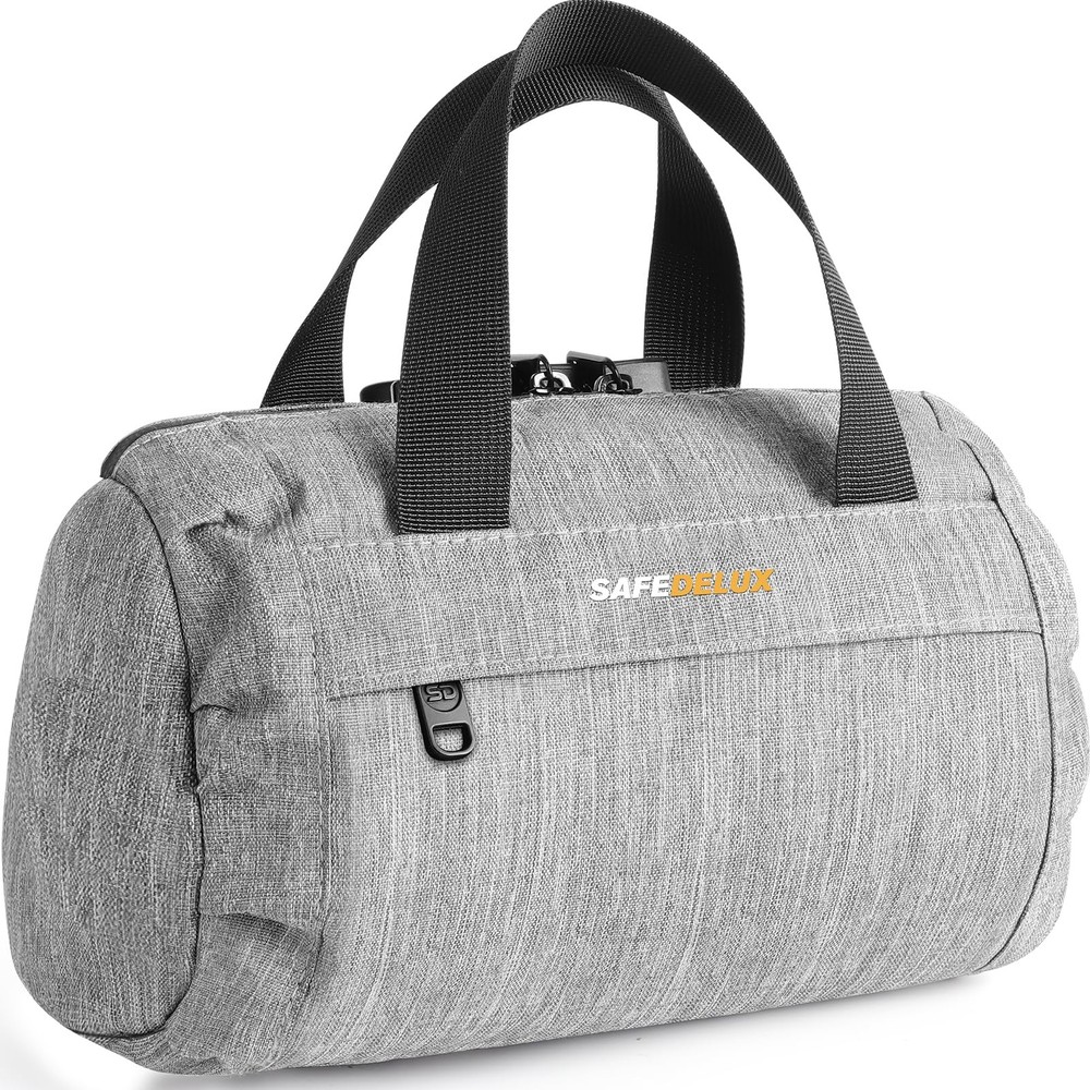 SafeDelux Smell Proof Bag with Combination Lock, Odorless 9″x4″x5″, Grey