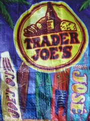 Trader Joes Reusable Grocery Bag Beach Surfboard Tropical Tote Palm Tree Plastic