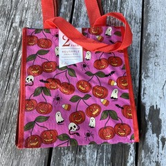 NWT Halloween 2 Reusable Shopping Bags Cherries Skulls GHOSTS 👻Woodland Animals