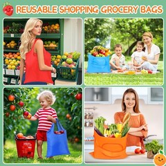 6 PCS Colorful Reusable Grocery Bags Washable Foldable Lightweight Polyester