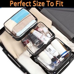 YOQIVEXU 6 Pieces Clear Cosmetics Bag Bulk, TSA Approved Large, Black