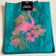 Pink Flamingo Tote Bag Shopper Reusable Shopping Bag Beach Gift Flower Tropical