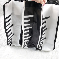 Lululemon Black & White 16″x14″ Reusable Tote Shopping Bag LOT of 3 ~ FAST SHIP