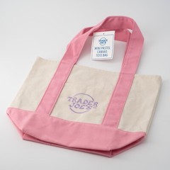 Trader Joe’s Pastel Mini Canvas Tote Bag 2025 LIMITED EDITION PINK