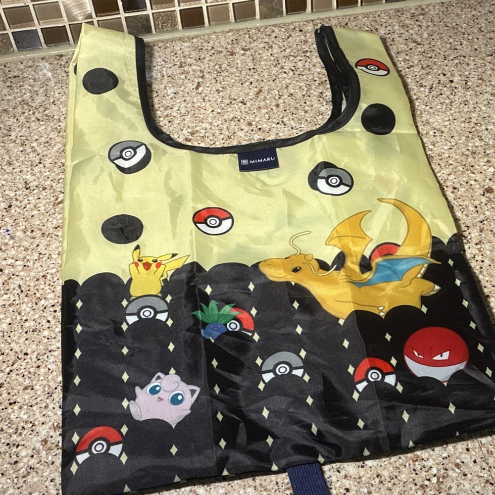 MIMARU Pokémon Foldable Shopping Bag Polyester Yellow Black Cartoon