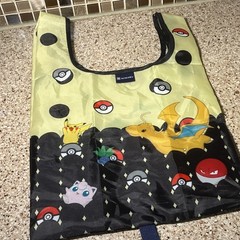 MIMARU Pokémon Foldable Shopping Bag Polyester Yellow Black Cartoon
