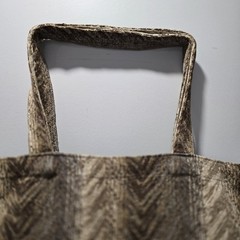 Chevron Pattern Foldable Fabric Reusable Tote Bag Large Brown Beige