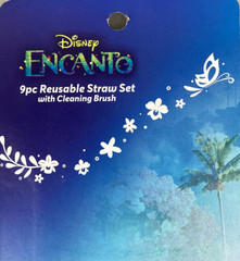 Disney Encanto Bundle Large Reusable Purple Shopping Bags & 9 pc Reusable Straws