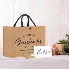 Cheerleader Tote Bag with Thank You Card for , Men, Family, Sisters, Mom, Wif…
