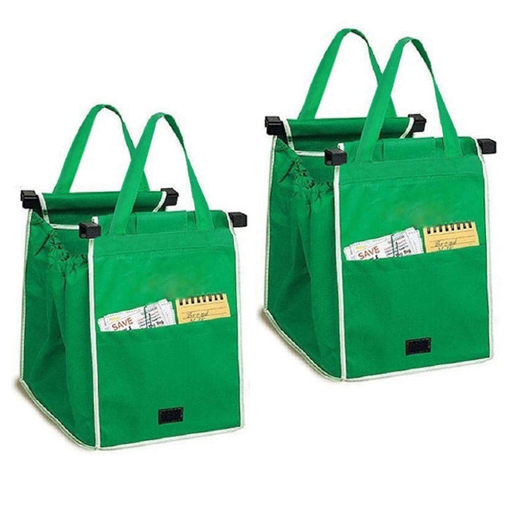 2 Pack Reusable Trolley Bags Grab & Go Collapsible Grocery Tote with Handles