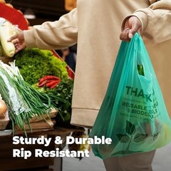 500 Eco Biodegradable Grocery Bags with Handles – Reusable T-Shirt Bulk for Shop