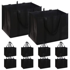 Set of 10 Reusable Grocery Bags Extra Large Foldable Heavy Duty Shopping Tote Pr