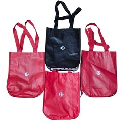 Lululemon Reusable Shopping Tote Bags Set of 4 Red Black Eco Friendly