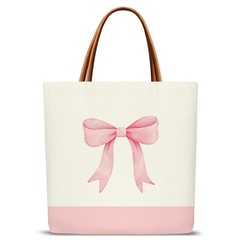 Pink Bow Canvas Tote for Women, Teens, Girls – Reusable Shopping & Work Gift Bag
