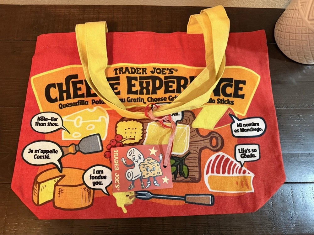 Trader Joe’s NEW 🧀 Cheese HEAVY DUTY COTTON REUSABLE GROCERY TOTE BAG W/Tags