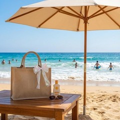 10 Pack Burlap Jute Tote Bags with Handles, 15 x 6 x 12 Inch Waterproof PE Li…