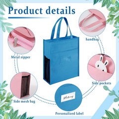 3-PCS Kids Tote Bag with Zipper Handles Activity Tote Bags for School Daycare
