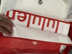 New Lululemon Reusable Button Large Tote Shopper Shopping Bag Lot 3 White & Red