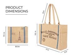 Jute Tote Bag, Large Burlap Tote Bag with Laminated Interior, Reusable Woven …