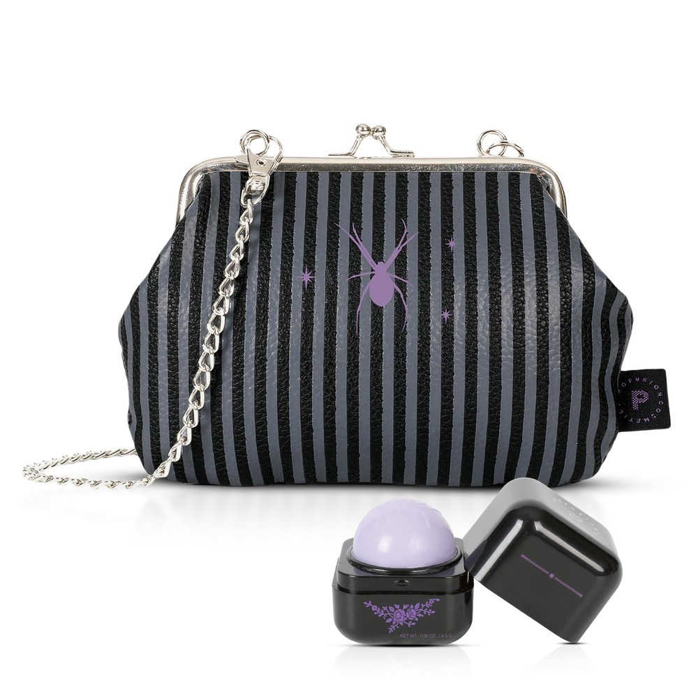 Profusion Cosmetics Gothic Beauty Cosmetic Bag and Lip Balm Set, Black