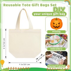 24 Pcs Mini Canvas Tote Bags Small Tote Bags Bulk Reusable Gift W/ Handles