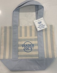 Trader Joe’s Limited Mini Canvas Pastel Striped Tote Bag 2026 Light Blue