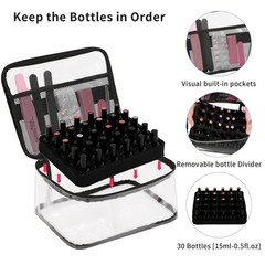 Beloving Nail Polish Organizer Bag Holds 30 1 Count (Pack of 1), 2.Black