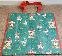 Marshalls Large Reusable Tote Bag Beautiful Christmas Carousels & Fancy Horses