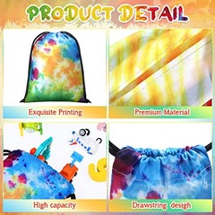CUNNO 24 PCS 7X5 INCH TIE DYE DRAWSTRING BAGS TIE DYE GOODIE BAGS COLORFUL