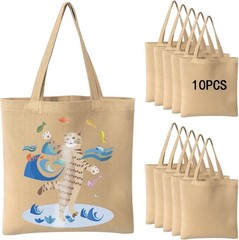 10-Pack Large Blank Canvas Bags – Reusable Tote for DIY Fun & Shopping